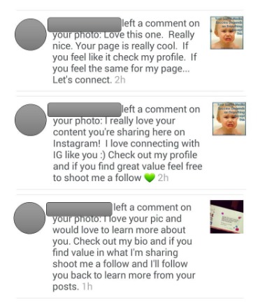 Social Media Spam comments
